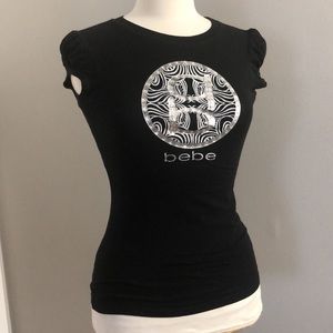 Bebe Rhinestone tee. Size Small. Color black